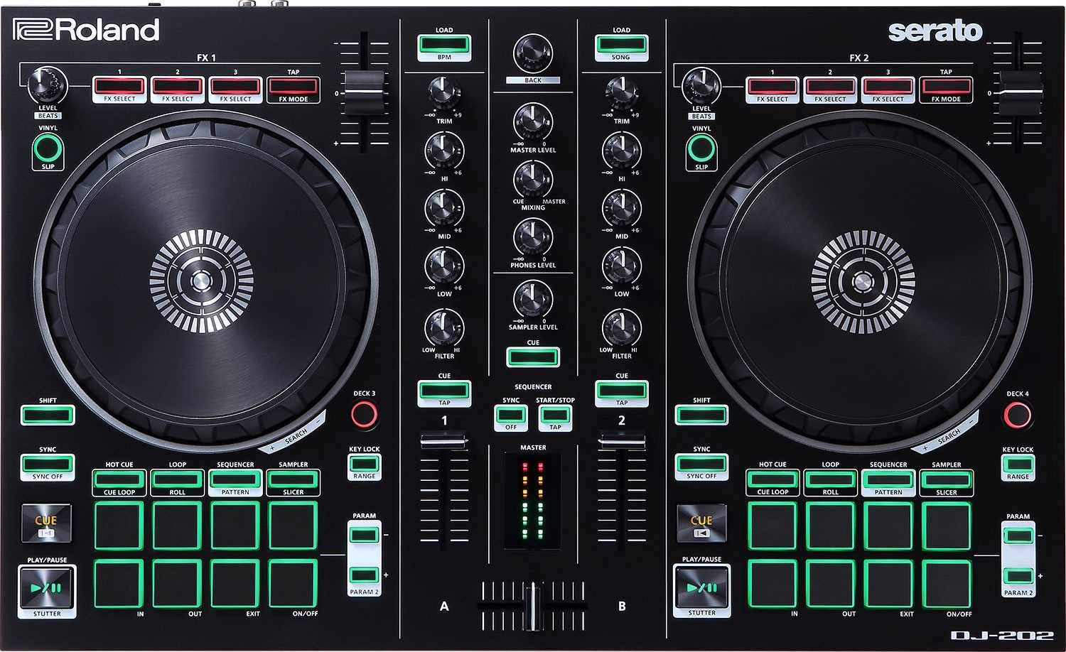 Roland DJ-202 2-Channel Serato DJ Pro Controller - ProSound and Stage Lighting