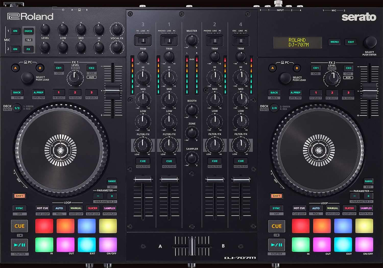 Roland DJ-707M 4-Channel Serato DJ Pro Controller - ProSound and Stage Lighting