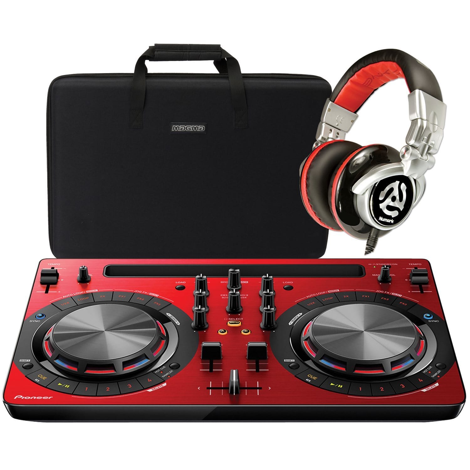 Pioneer WeGO 3 Red DJ Control & Accessory Bundle - ProSound and Stage Lighting