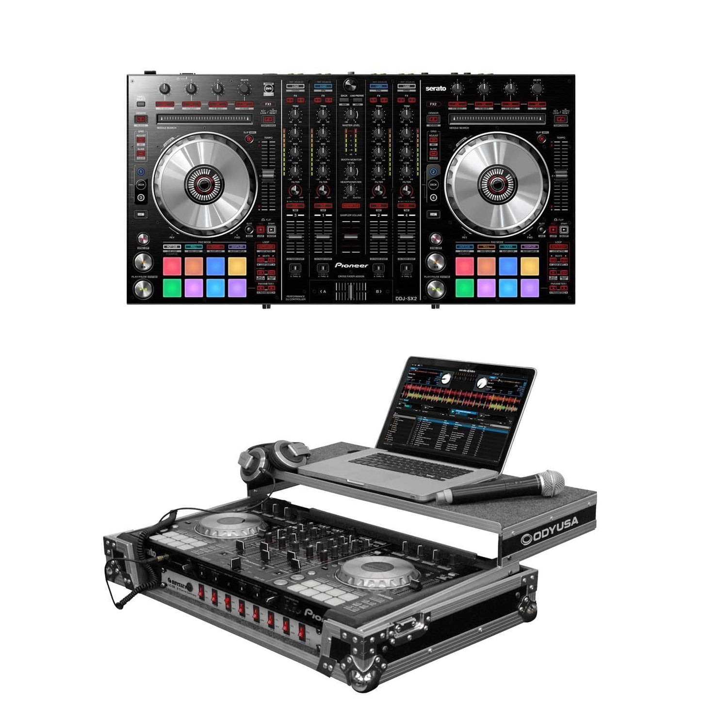 Pioneer DDJ-SX2 DJ Controller with Odyssey Glide Road Case - ProSound and Stage Lighting