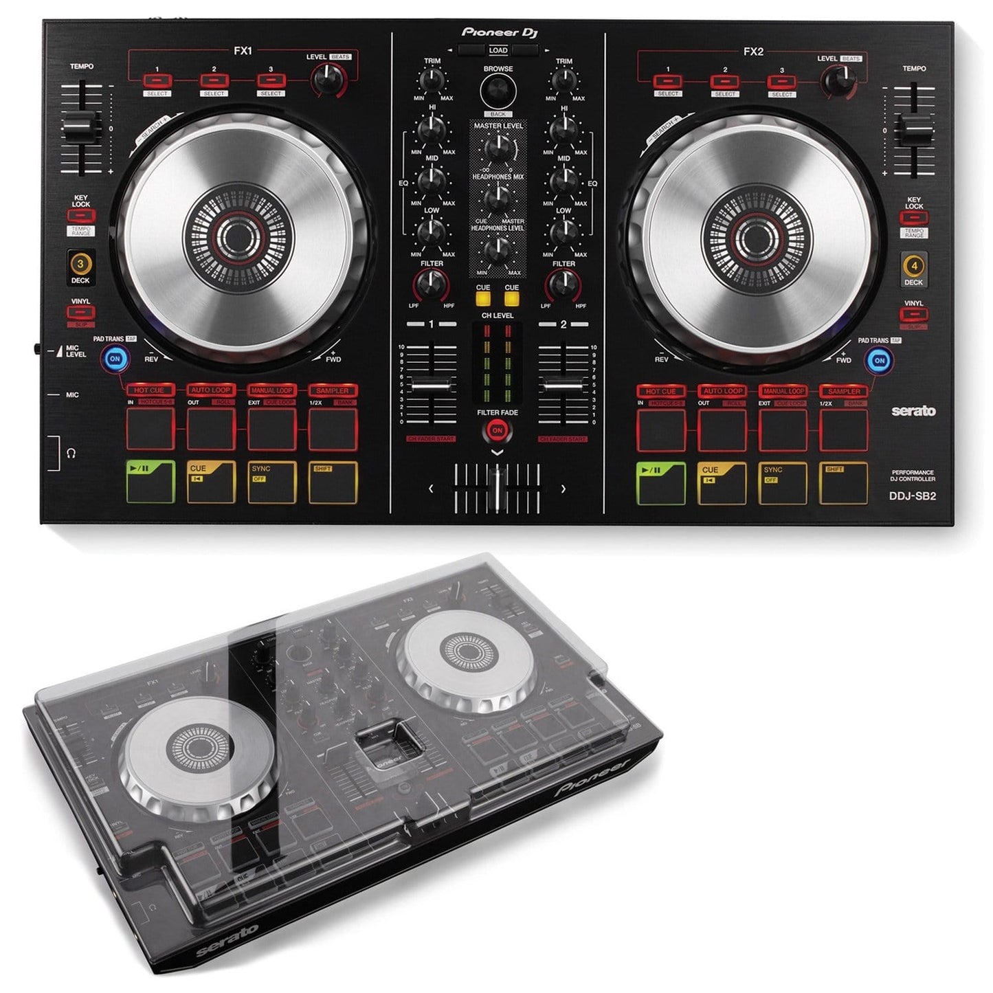 Pioneer DDJ-SB2 DJ Controller with Decksaver Cover - ProSound and Stage Lighting