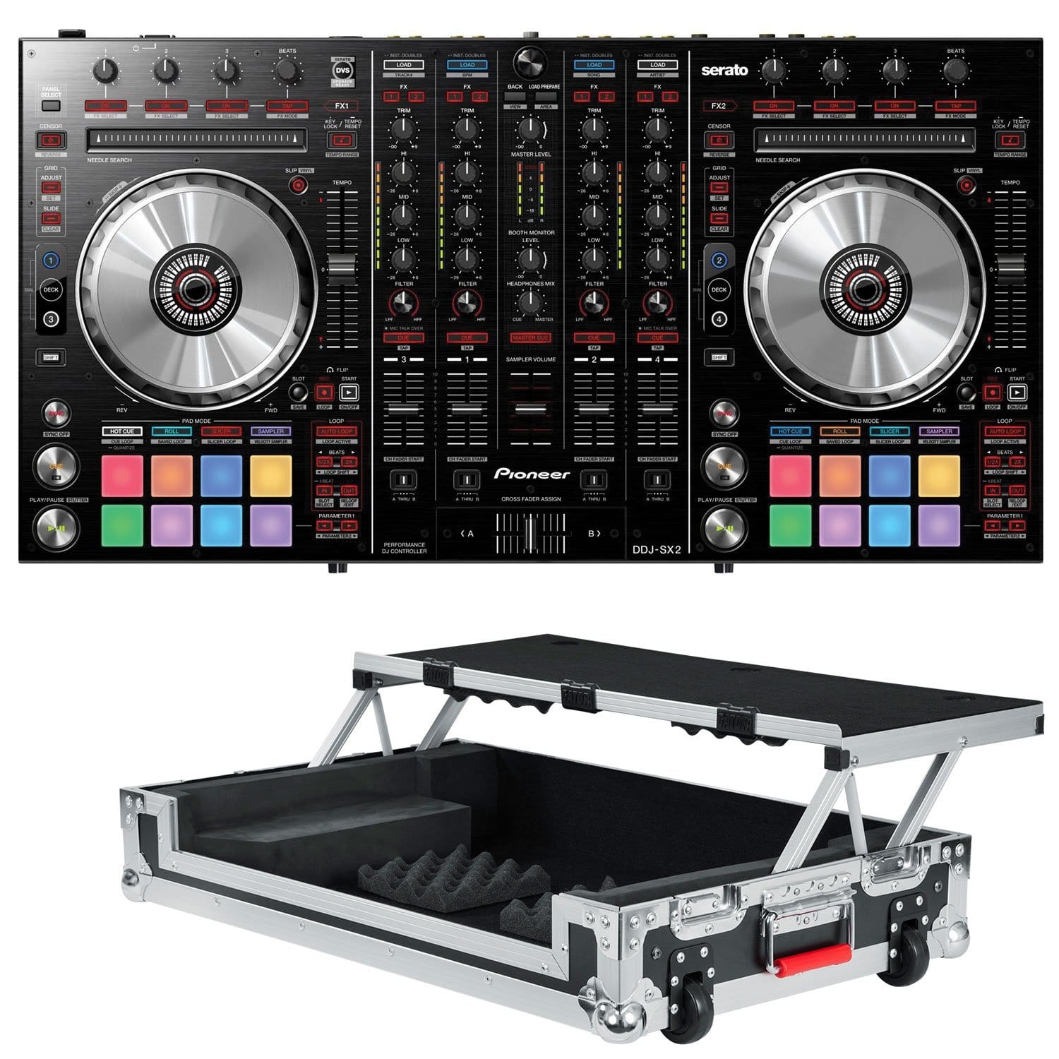 Pioneer DDJ-SX2 DJ Controller with Gator Tour Case - ProSound and Stage Lighting