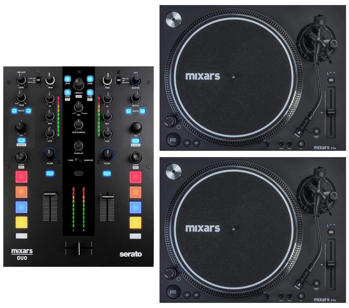 Mixars DUO DJ Mixer for Serato with (2) STA Turntables - ProSound and Stage Lighting