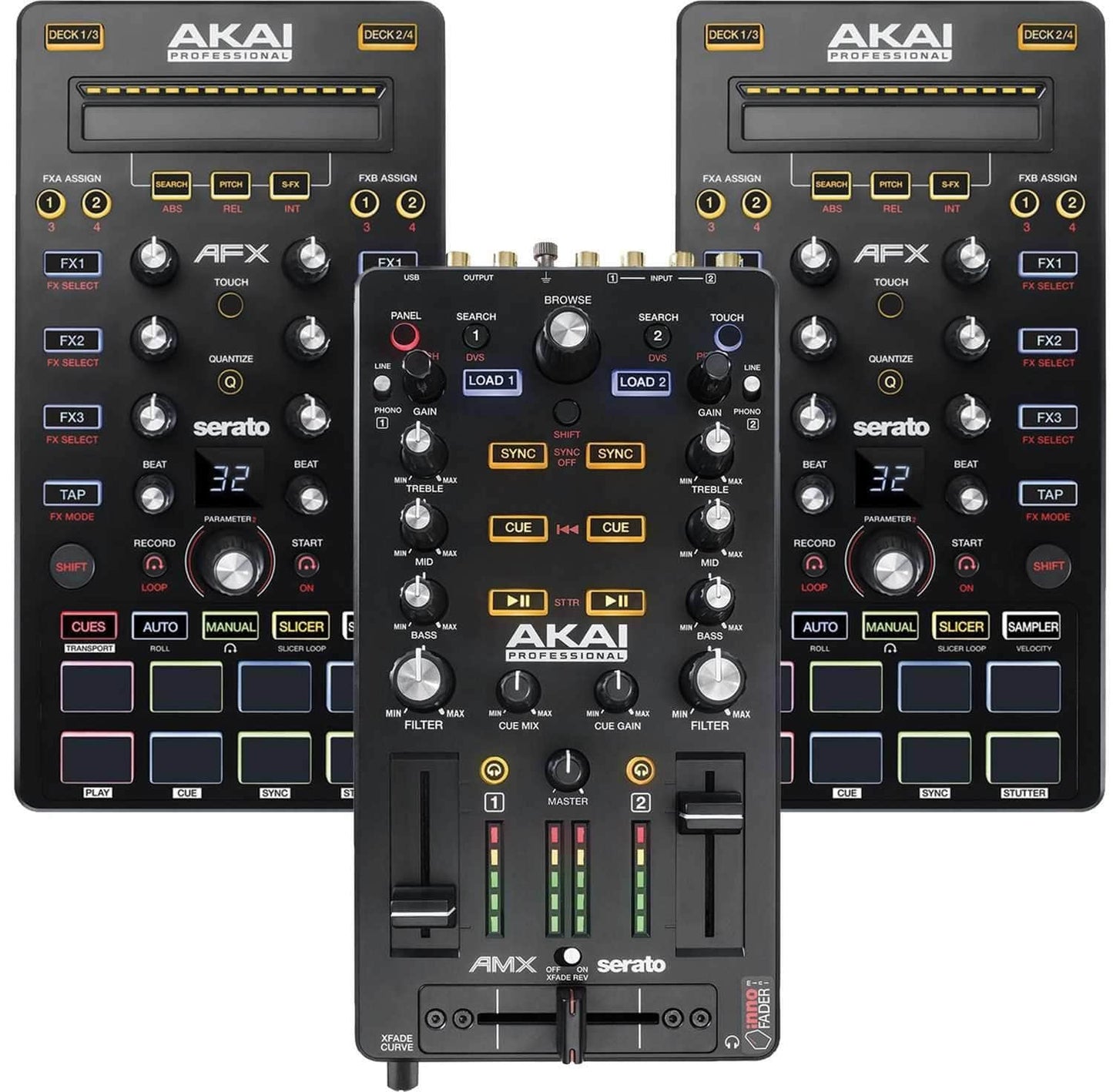 Akai AMX with (2) AFX Serato DJ Controller Bundle - ProSound and Stage Lighting