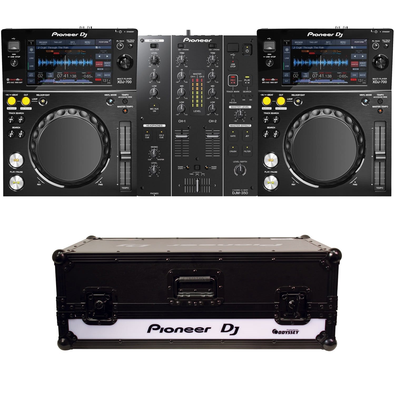 Pioneer DJ XDJ700 (2) and DJM-350 rekordbox DJ System with Coffin Glide  Case | Solotech