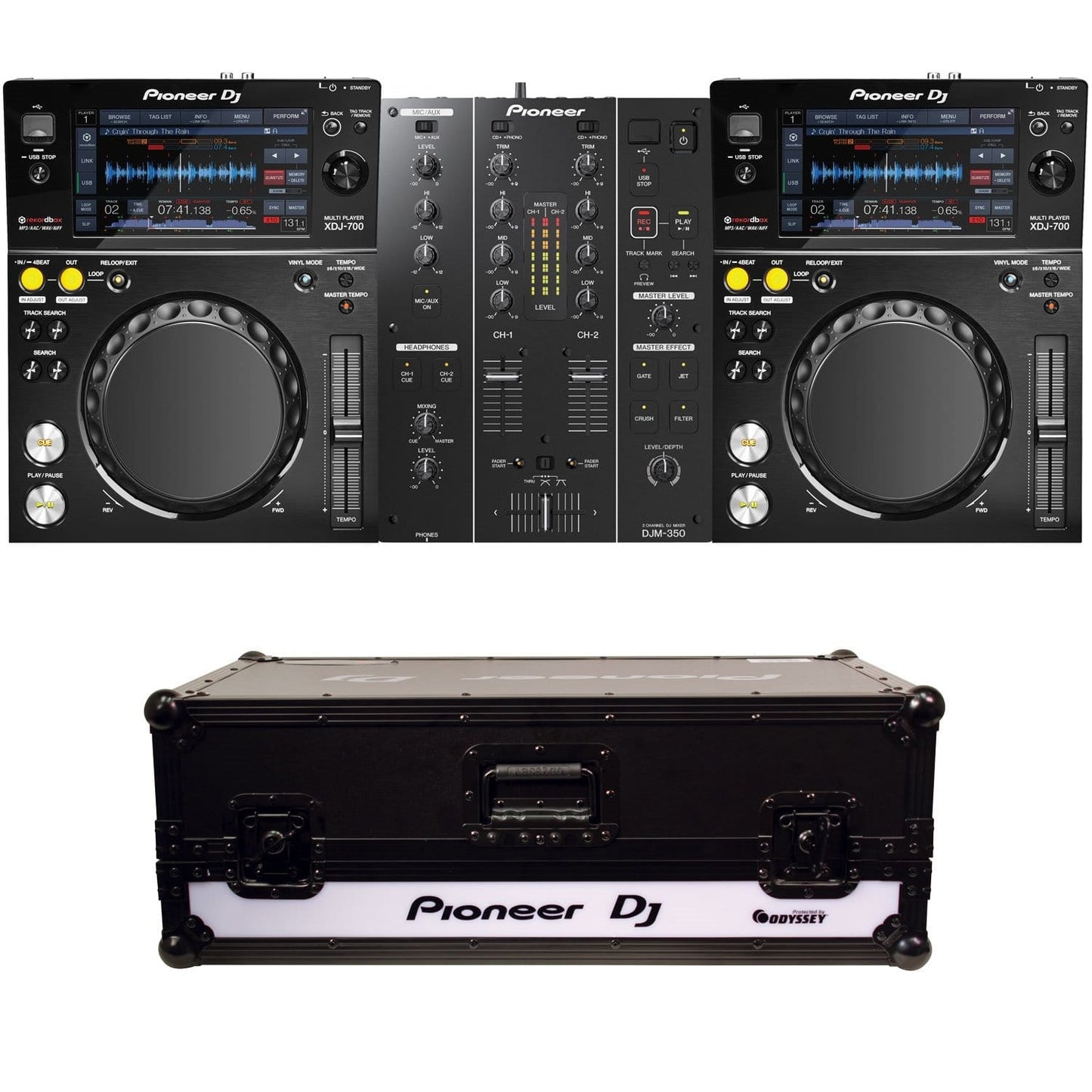 Pioneer XDJ700 (2) & DJM-350 rekordbox DJ System with Coffin Glide Case - ProSound and Stage Lighting