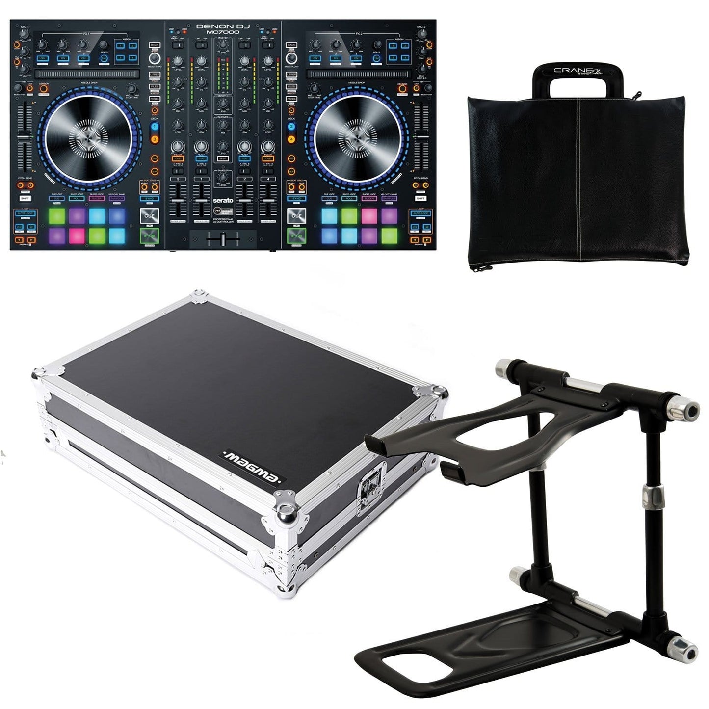 Denon DJ MC7000 DJ Controller with Crane Stand & Case - ProSound and Stage Lighting