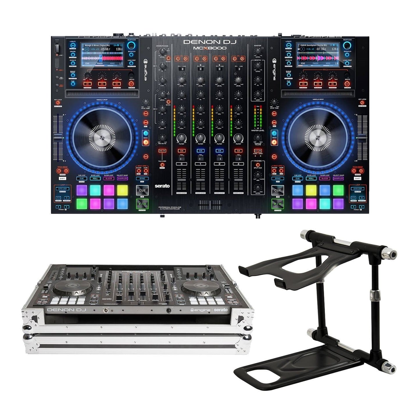 Denon DJ MCX8000 DJ System with Crane Stand & Magma Case - ProSound and Stage Lighting