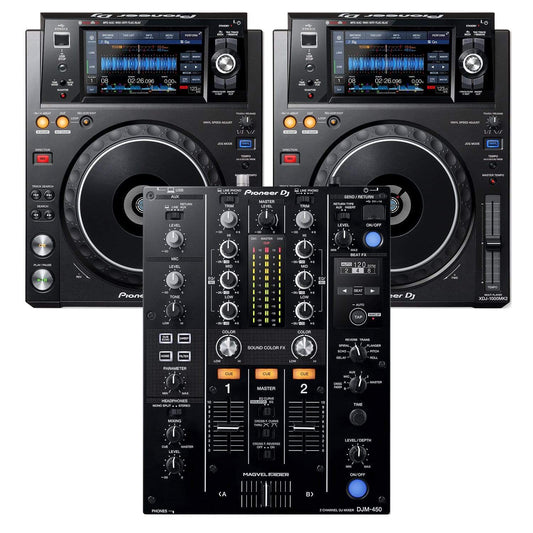 Pioneer XDJ-1000MK2 Media Players (2) with DJM-450 DJ Mixer - ProSound and Stage Lighting