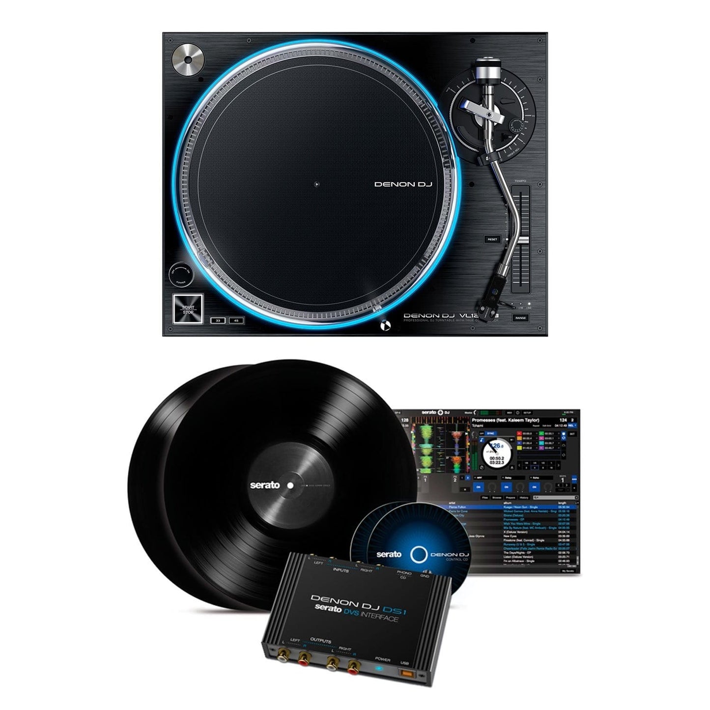 Denon DJ VL12 Prime Turntable with DS1 Serato DJ DVS - ProSound and Stage Lighting