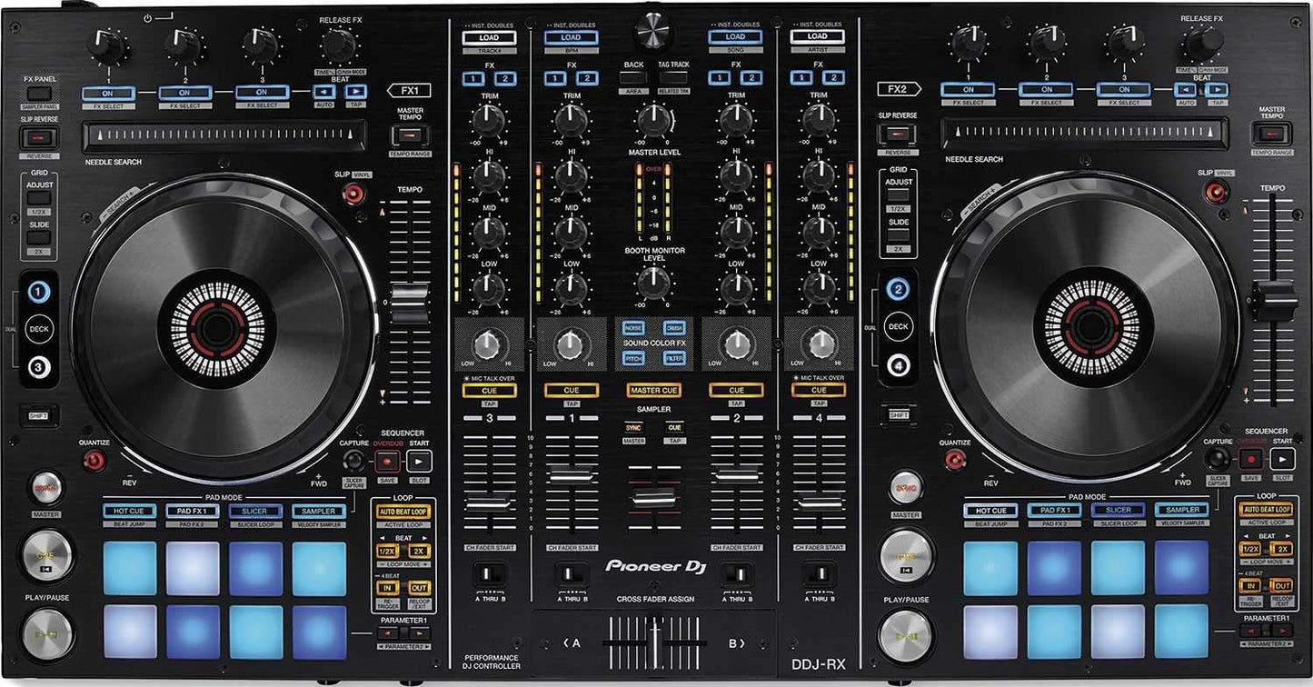 Pioneer DDJ-RX DJ Controller with HDJ-1500 Headphones & Laptop Stand - ProSound and Stage Lighting