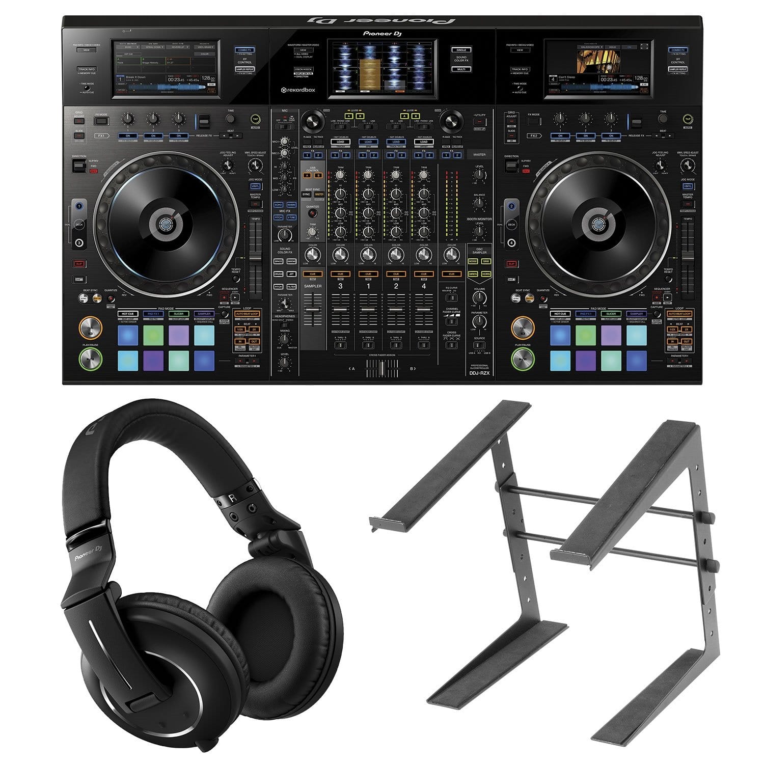 Pioneer DDJ-RZX DJ Controller with HDJ-2000MK2 Headphones & Laptop Stand - ProSound and Stage Lighting