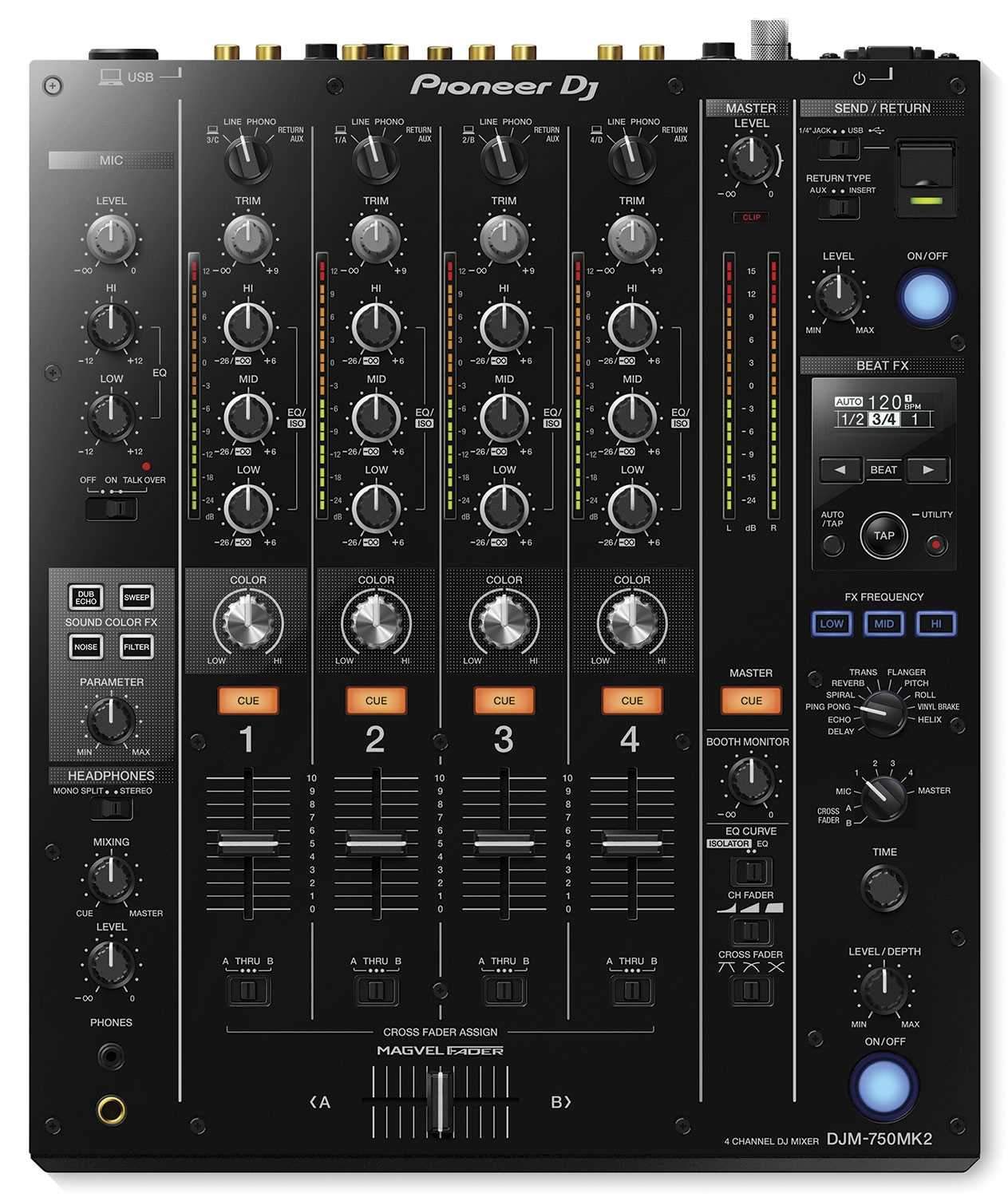 Pioneer DJM-750MK2 DJ Mixer with XDJ-1000MK2 Tabletop Digital Multi Player Pair - ProSound and Stage Lighting