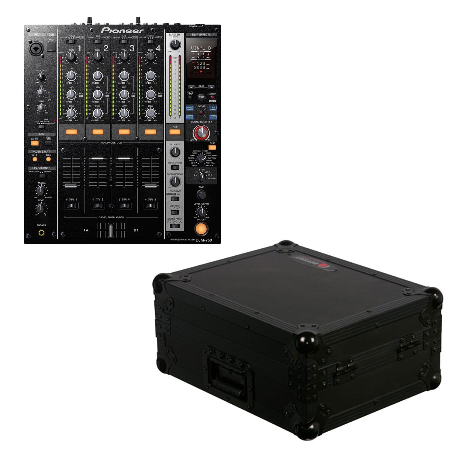 Pioneer DJM-750-K Digital DJ Mixer & Black ATA Case - ProSound and Stage Lighting