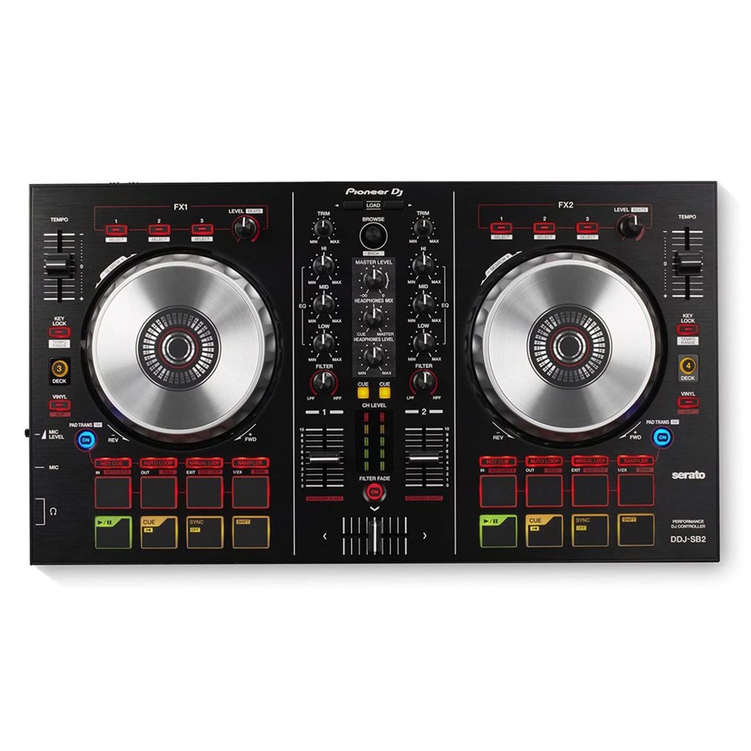 Pioneer DDJ-SB2 DJ Controller & HDJ-X10 Headphones with Bag - ProSound and Stage Lighting