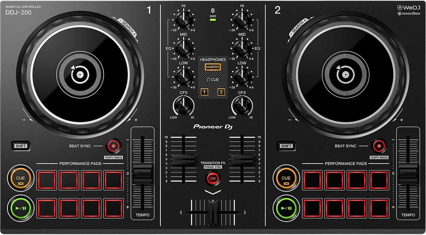 Pioneer DDJ-200 2-Ch Smart Dj Controller with Medium Eva Bag - ProSound and Stage Lighting