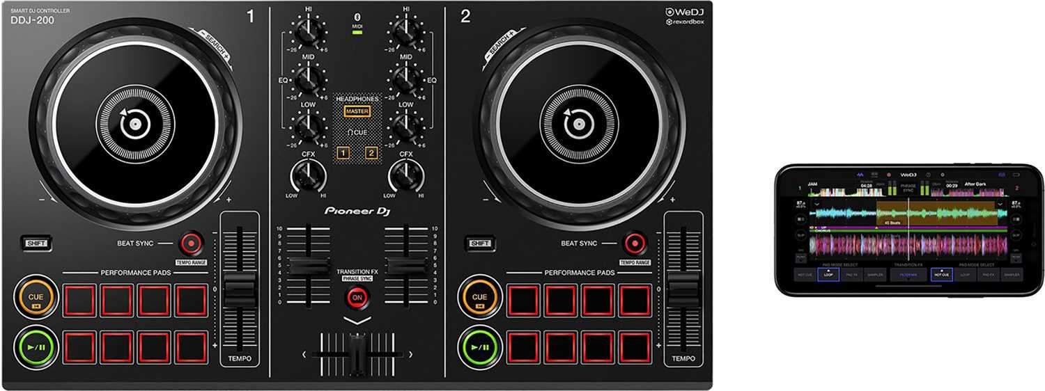 Pioneer DDJ-200 2-Ch Smart Dj Controller with Medium Eva Bag - ProSound and Stage Lighting