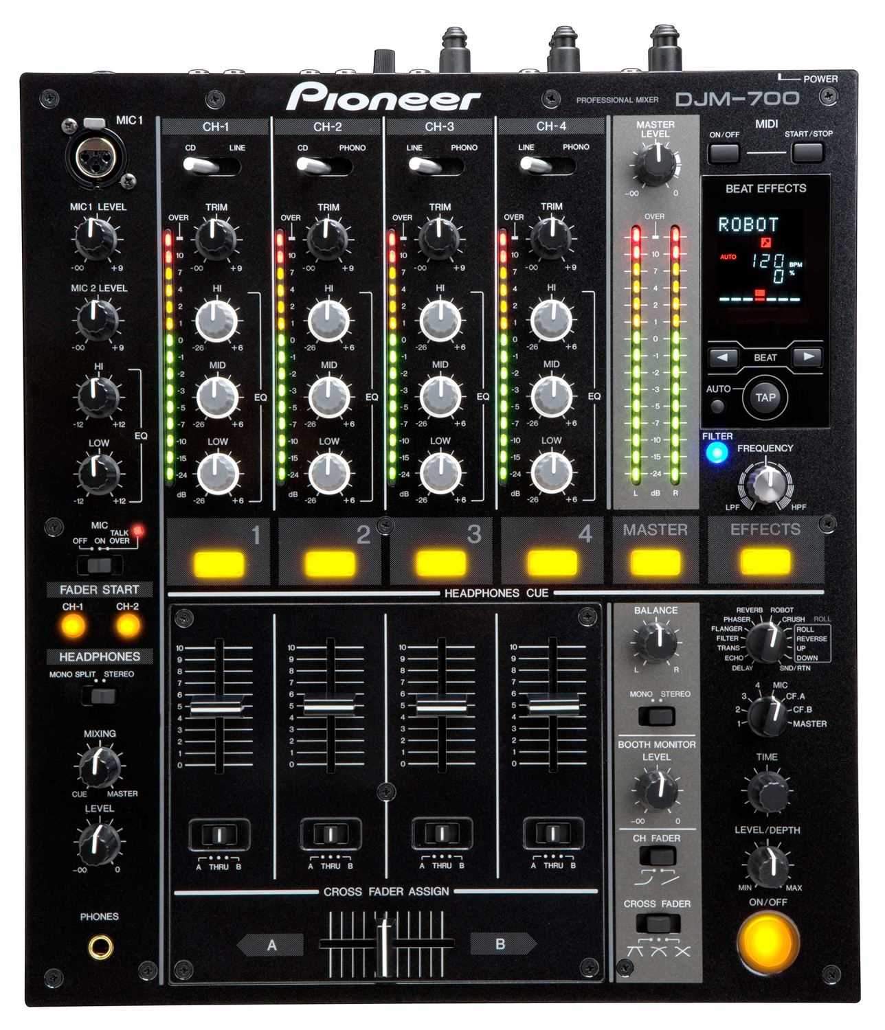 Pioneer DJM-700K 4-Channel DJ Mixer with MIDI-Black - ProSound and Stage Lighting