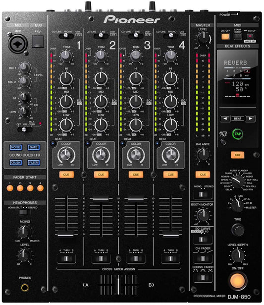 Pioneer DJM-850-K 4 Channel DJ Mixer with FX - ProSound and Stage Lighting