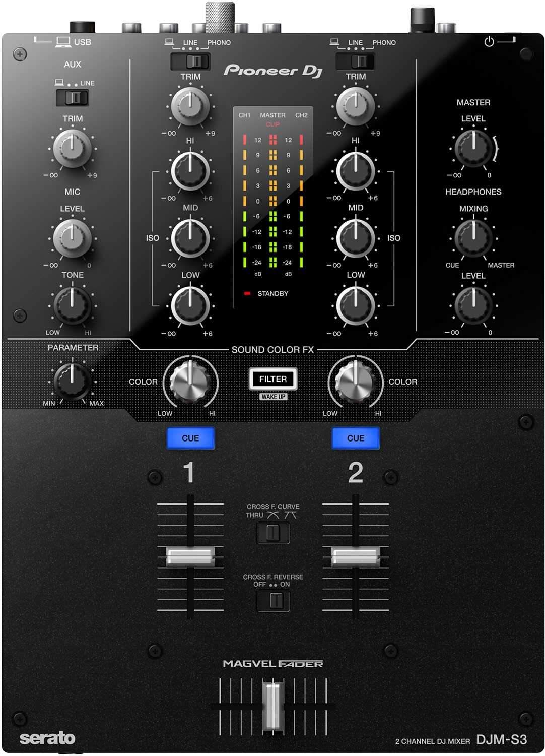 Pioneer DJM-S3 2-Channel Mixer for Serato DJ - ProSound and Stage Lighting