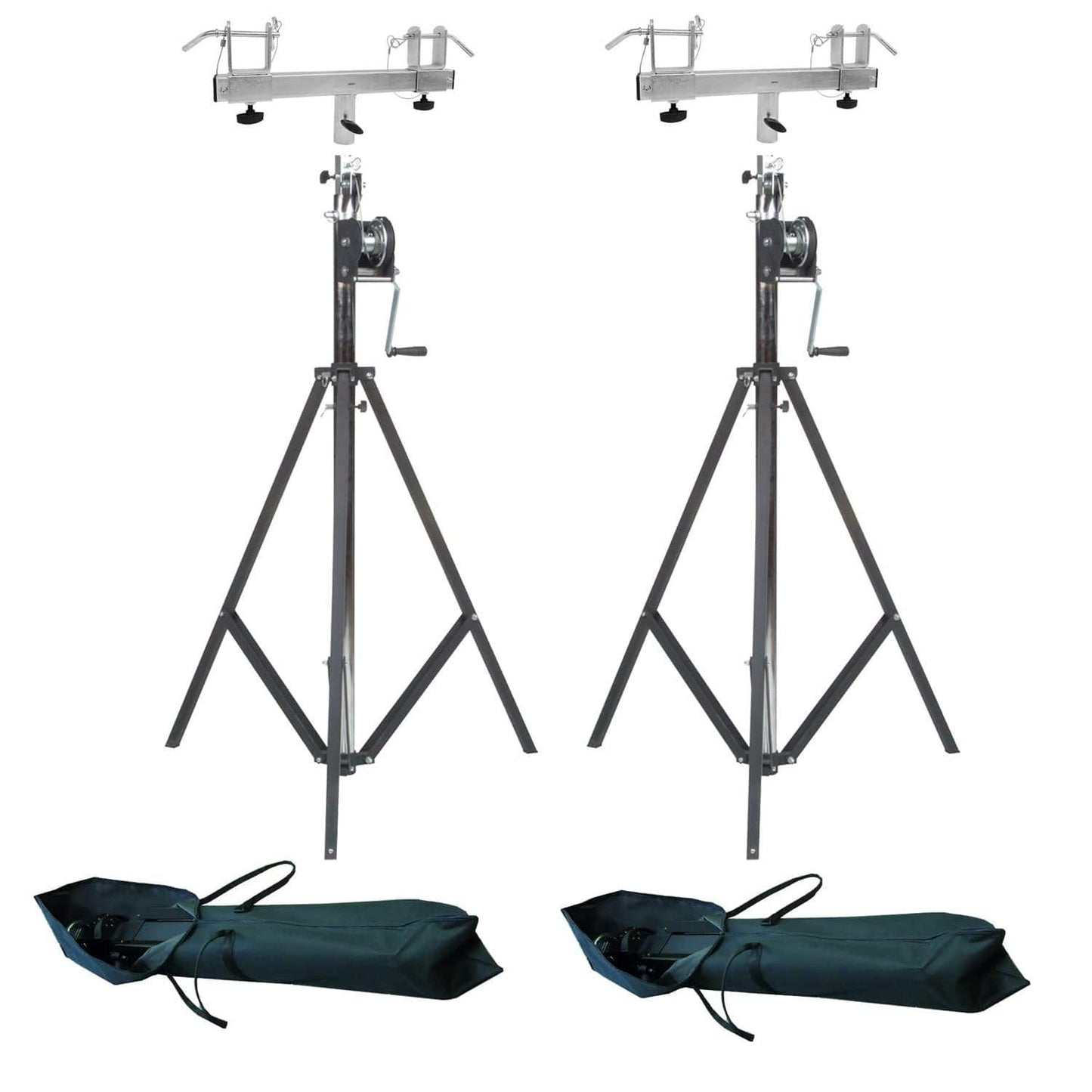 Global Truss ST-132 Stand Pair plus (2) Adapters (2) Road Bags - ProSound and Stage Lighting