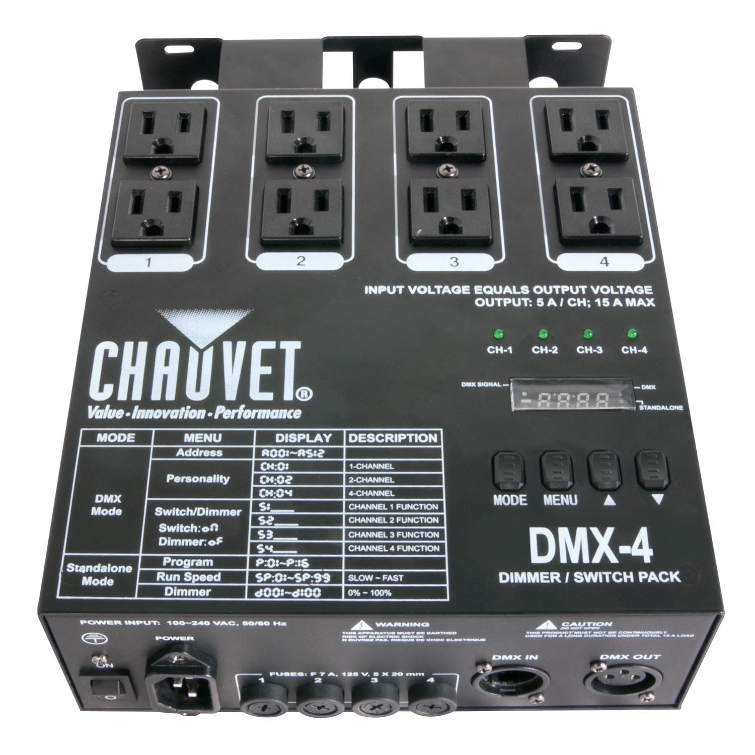 Chauvet DMX-4 Four Channel DMX Switch Dimmer Pack
