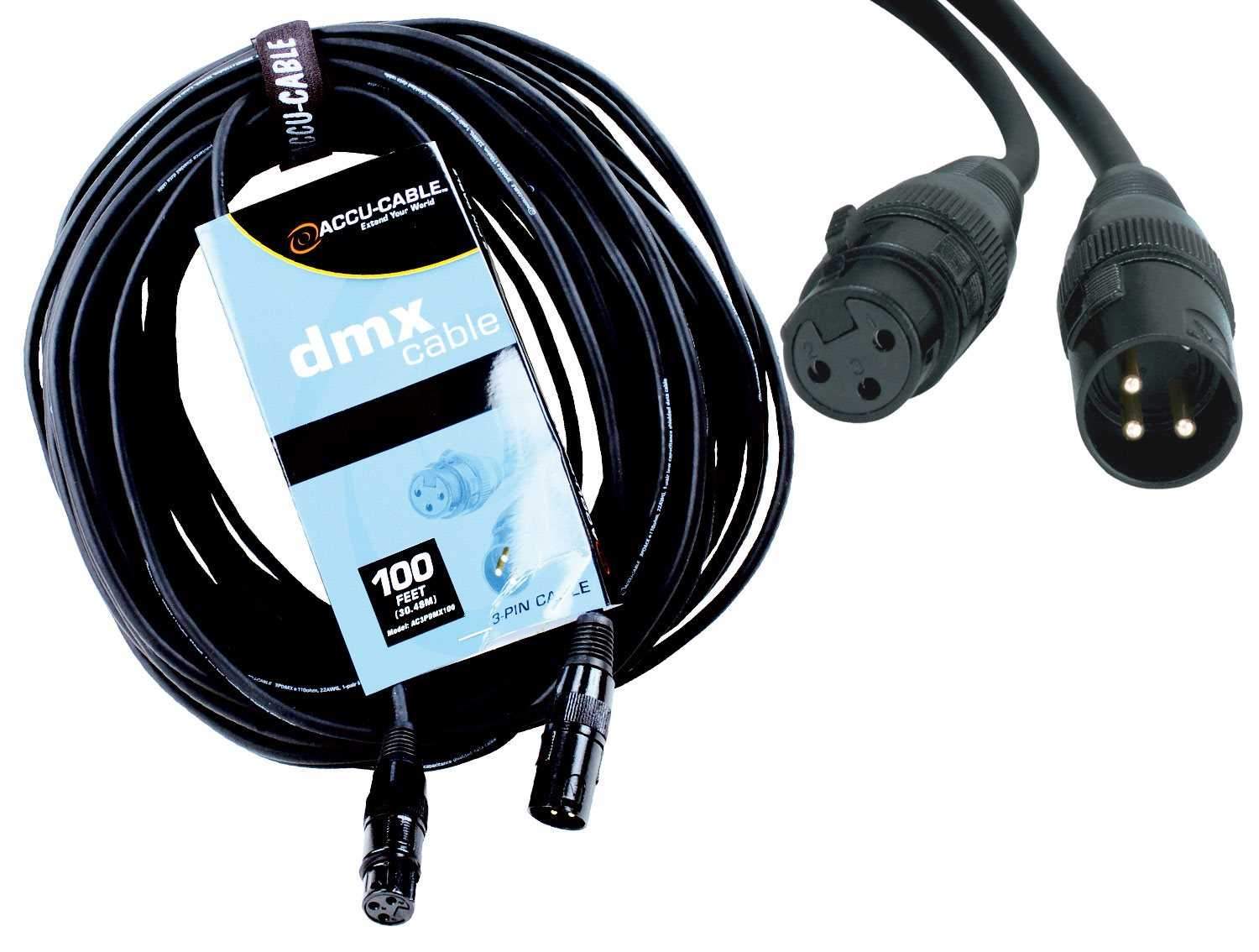 CERRXIAN 6.6 FT Power + DMX Combo Cable | 13AWG Power & 3-Pin XLR Signal For Stage Lighting & Events