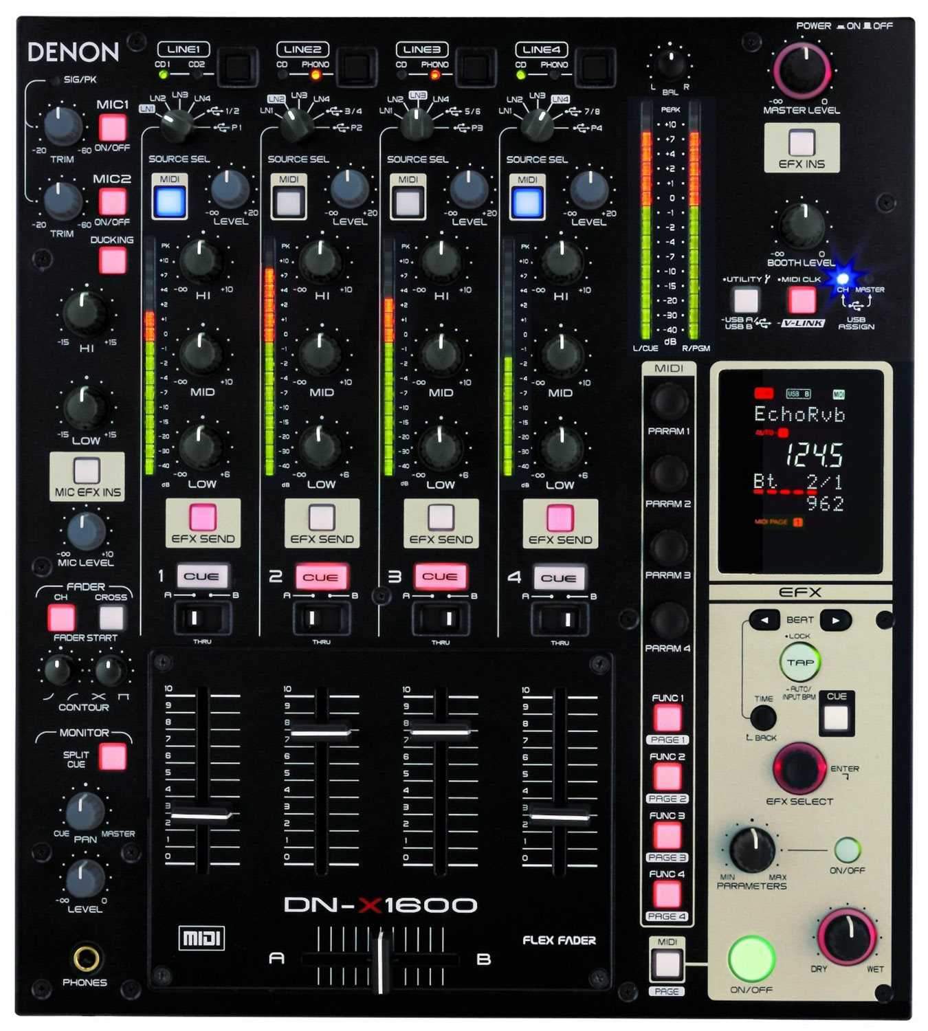 Denon DJ DN-X1600 4-Channel Digital DJ Mixer - ProSound and Stage Lighting