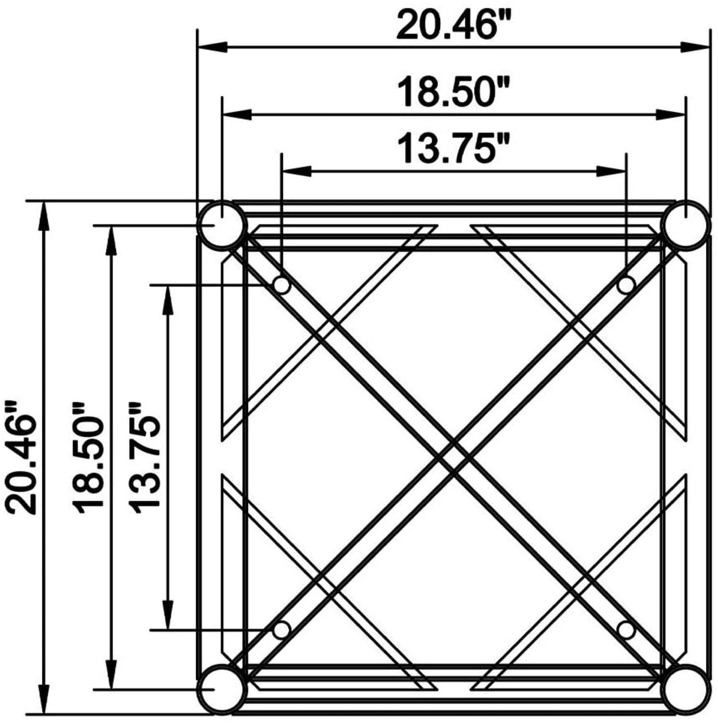 DuraTruss DT-GP20-3FT 3-Foot 20.5-Inch Plated Square Truss - PSSL ProSound and Stage Lighting