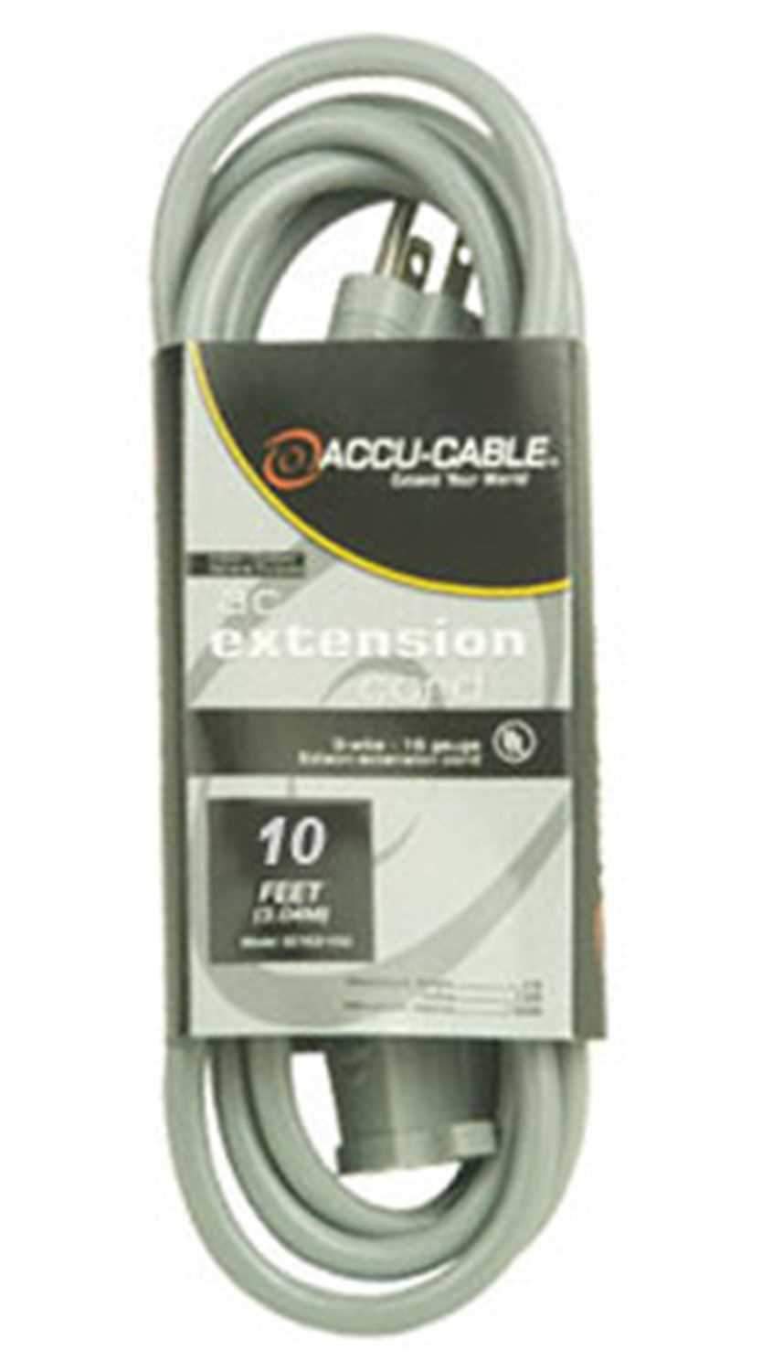 Accu-Cable EC16310G 10Ft 16G Extension Cord Gray - ProSound and Stage Lighting