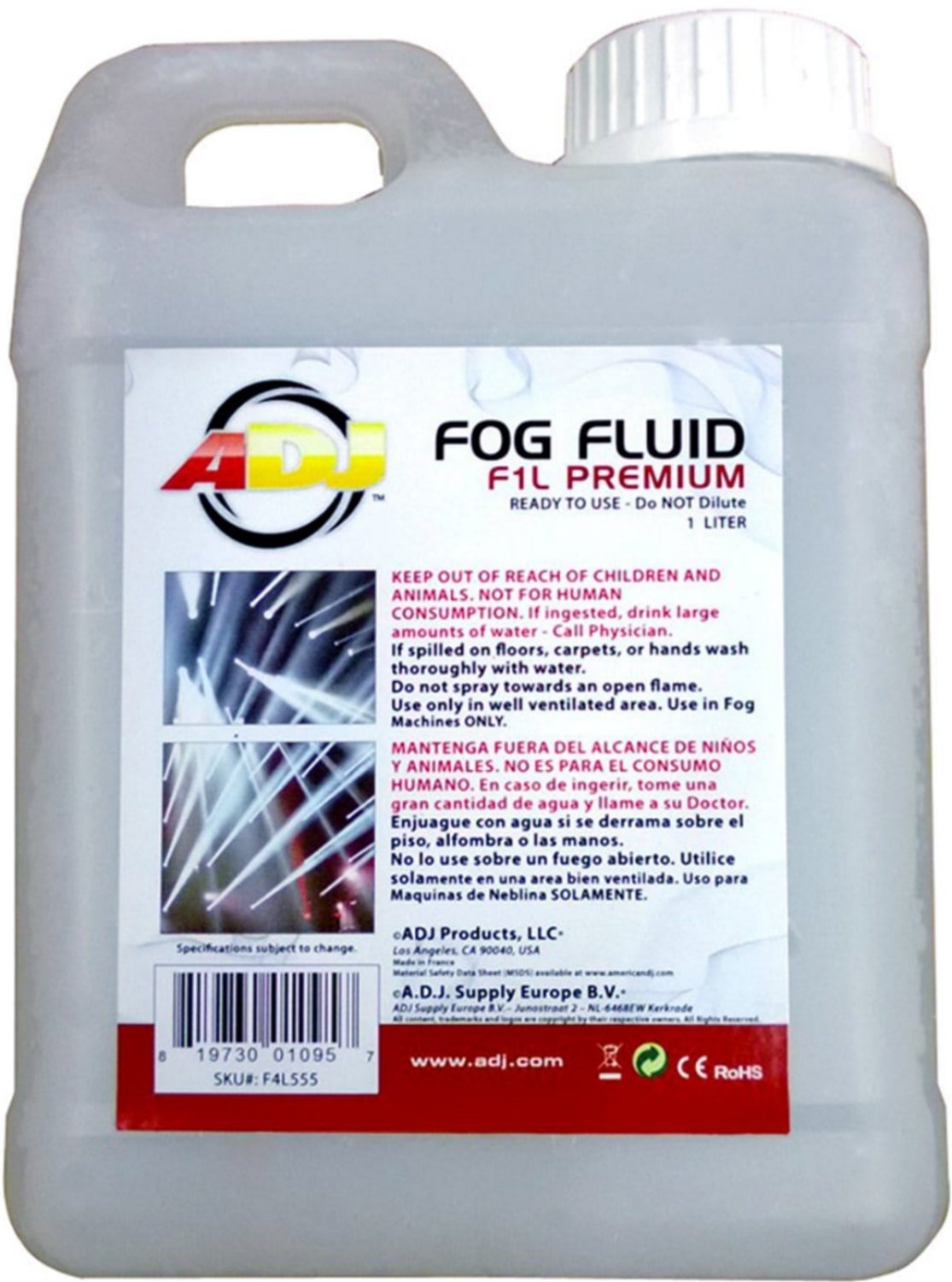 ADJ American DJ F1L Premium Water-Base Fog Fluid 1L - ProSound and Stage Lighting