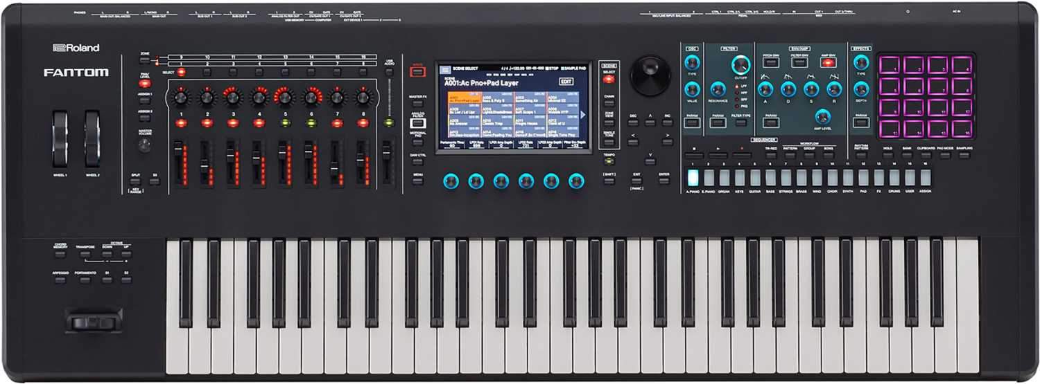 Roland Fantom 6 61-Key Workstation Keyboard Synthesizer - ProSound and Stage Lighting