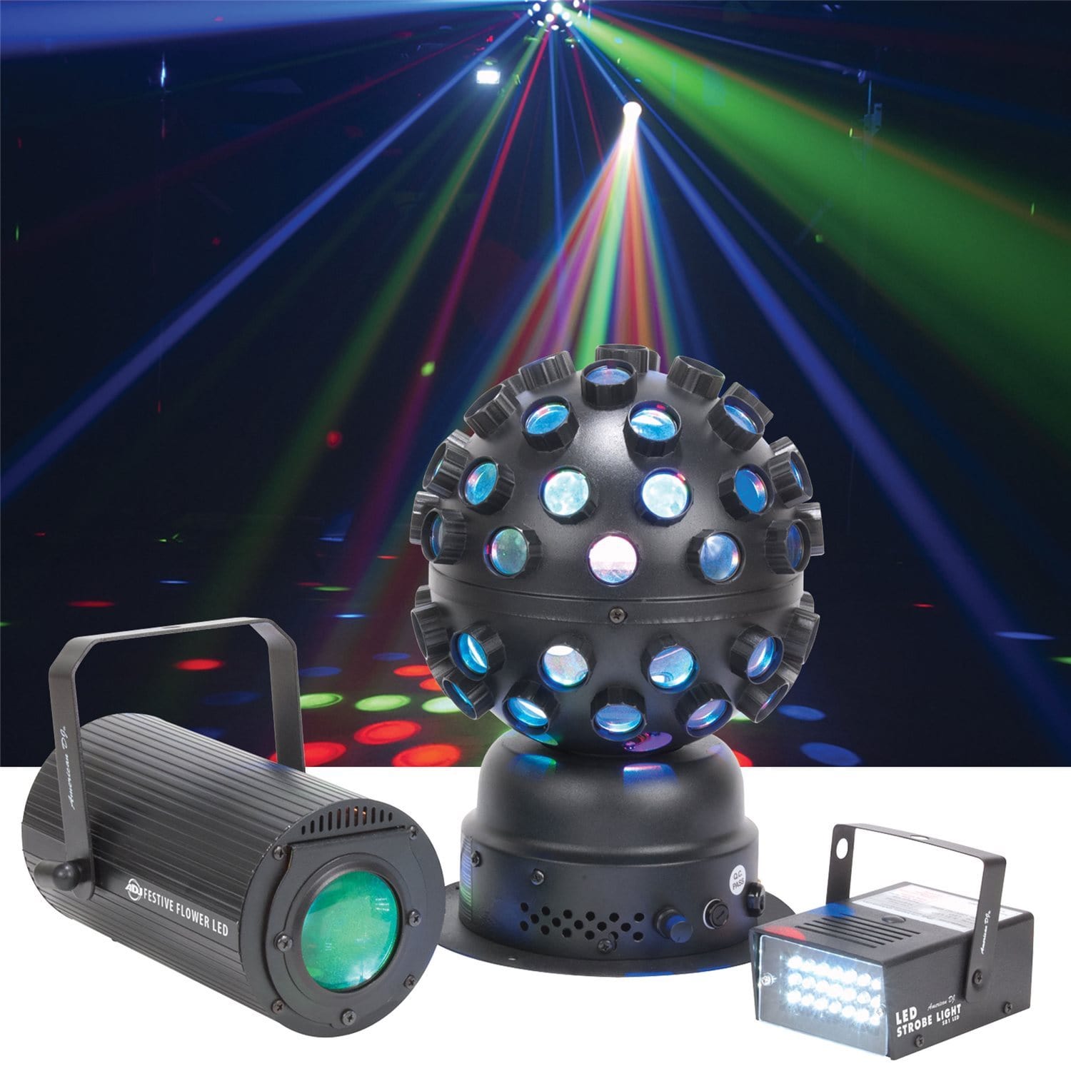 American DJ Festive LED 3-in-1 Lighting Package - ProSound and Stage Lighting