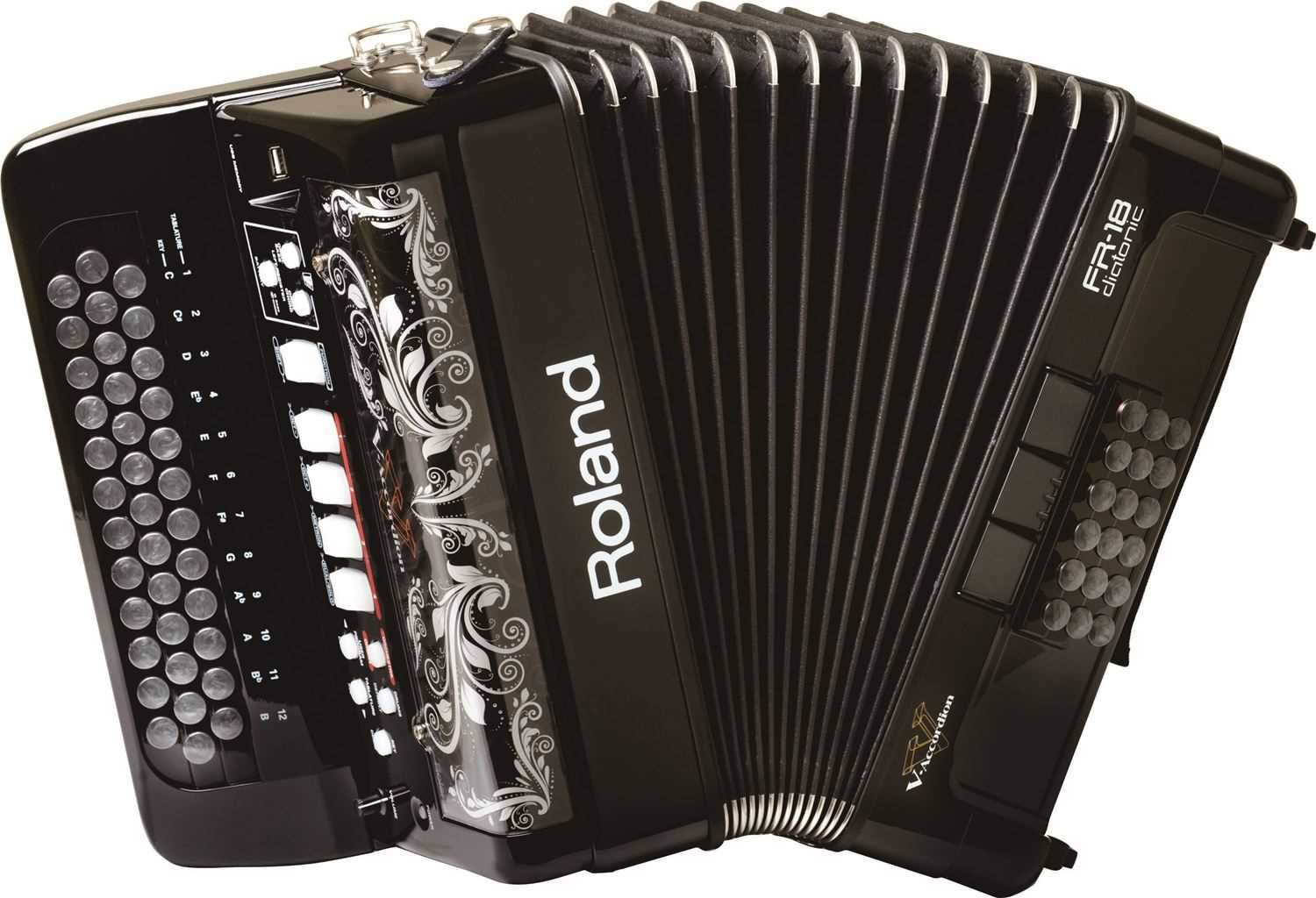 Roland FR-18D-BK Diatonic V-Accordion Black - ProSound and Stage Lighting