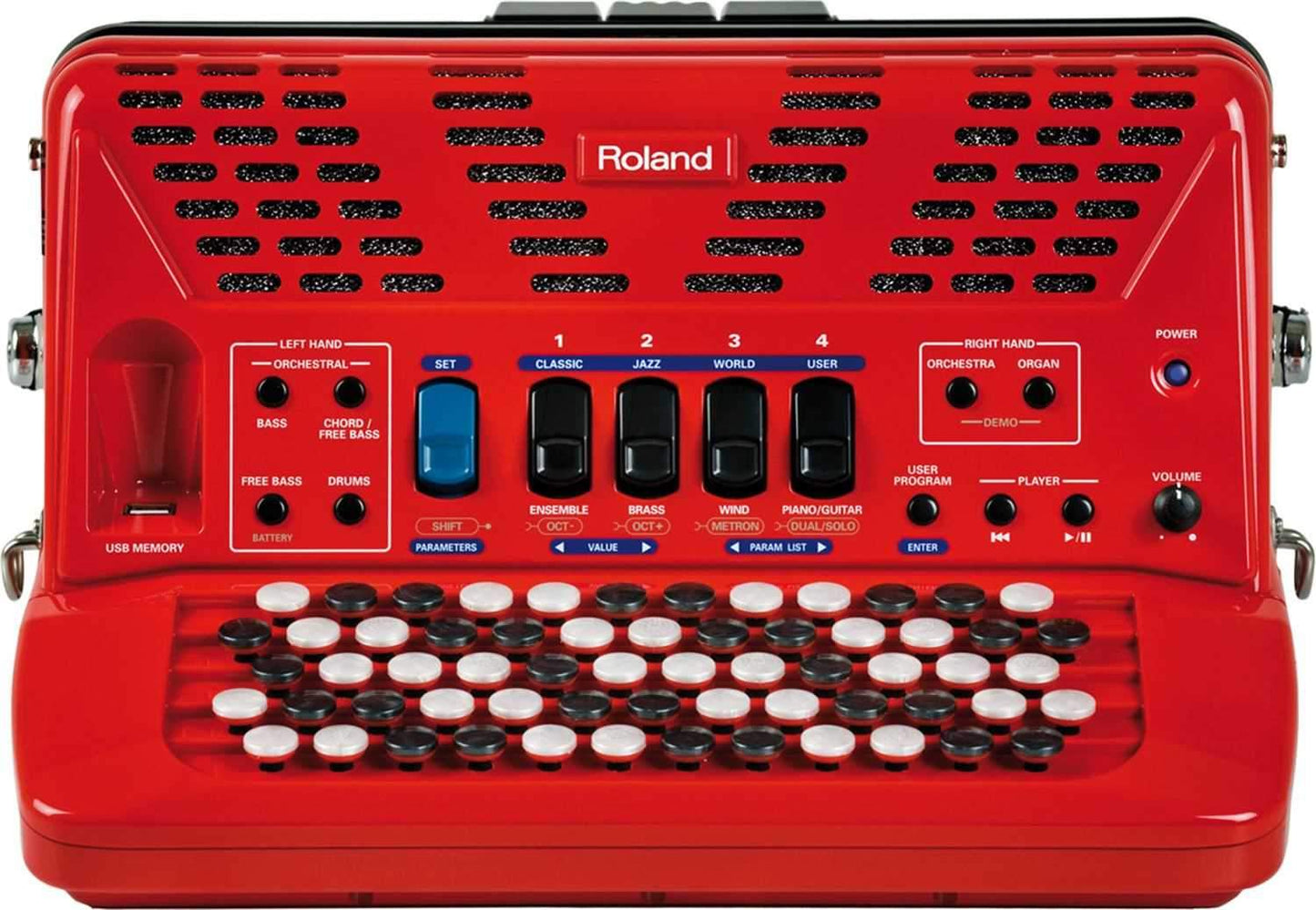 Roland FR-1XB-RD V-Accordian Lite-Red with Buttons - ProSound and Stage Lighting