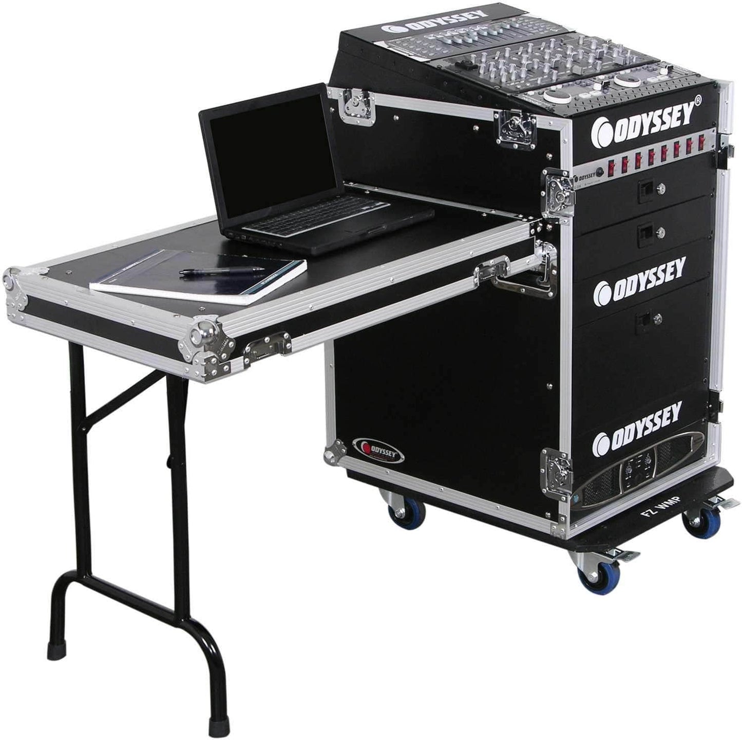 Odyssey ATA Rack 13U x 16U w Wheels & Side Table - ProSound and Stage Lighting