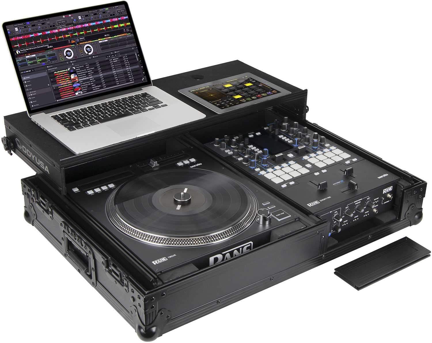 Odyssey FZGS1RA1272WBL Black Compact DJ Coffin with Wheels for Rane Twelve & Seventy-Two - ProSound and Stage Lighting