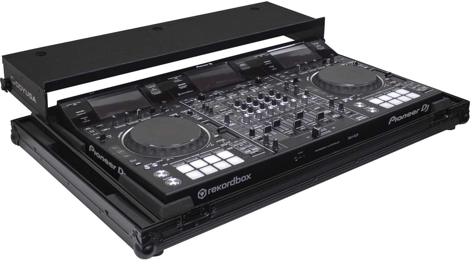 Odyssey FZGSADDJRZXWBL Producer Black Angled Glide Case for Pioneer DDJ-RZX - ProSound and Stage Lighting