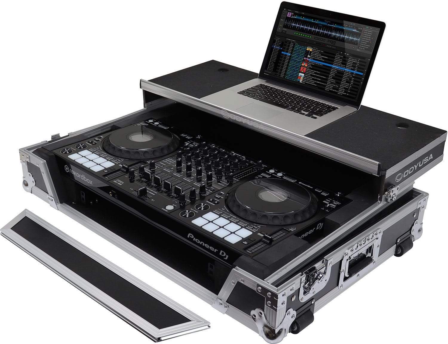 Odyssey FZGSDDJ1000W1 Glide Case for Pioneer DDJ-1000SRT with 1U Rack - ProSound and Stage Lighting