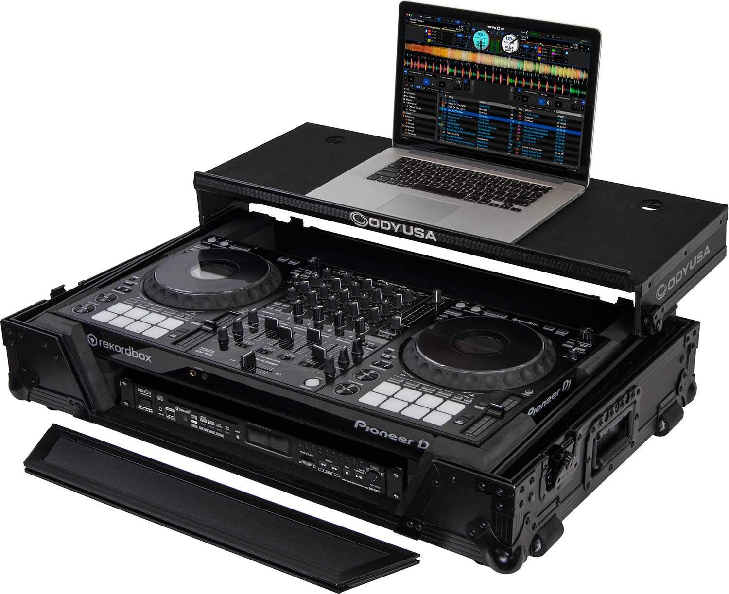 Odyssey FZGSDDJ1000W1BL Black Glide Case with 1U Rack for Pioneer DDJ-1000SRT - ProSound and Stage Lighting