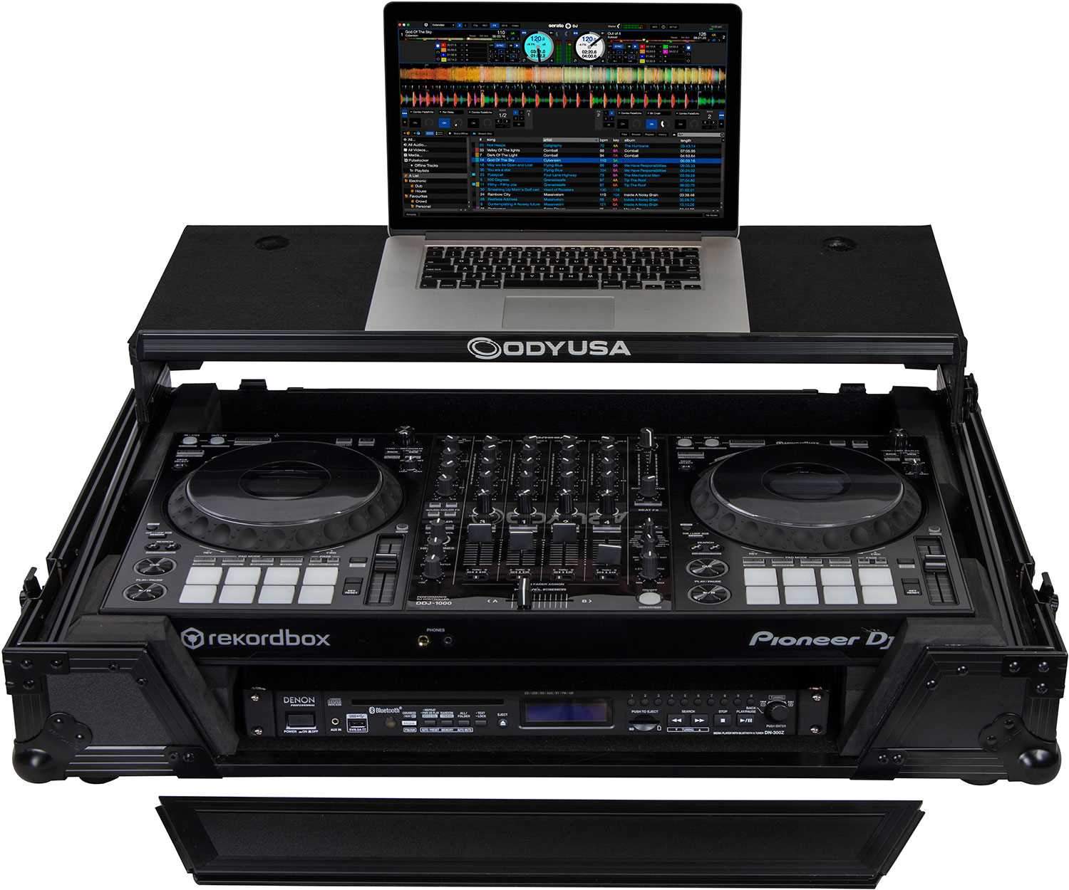 Odyssey FZGSDDJ1000W1BL Black Glide Case with 1U Rack for Pioneer DDJ-1000SRT - ProSound and Stage Lighting