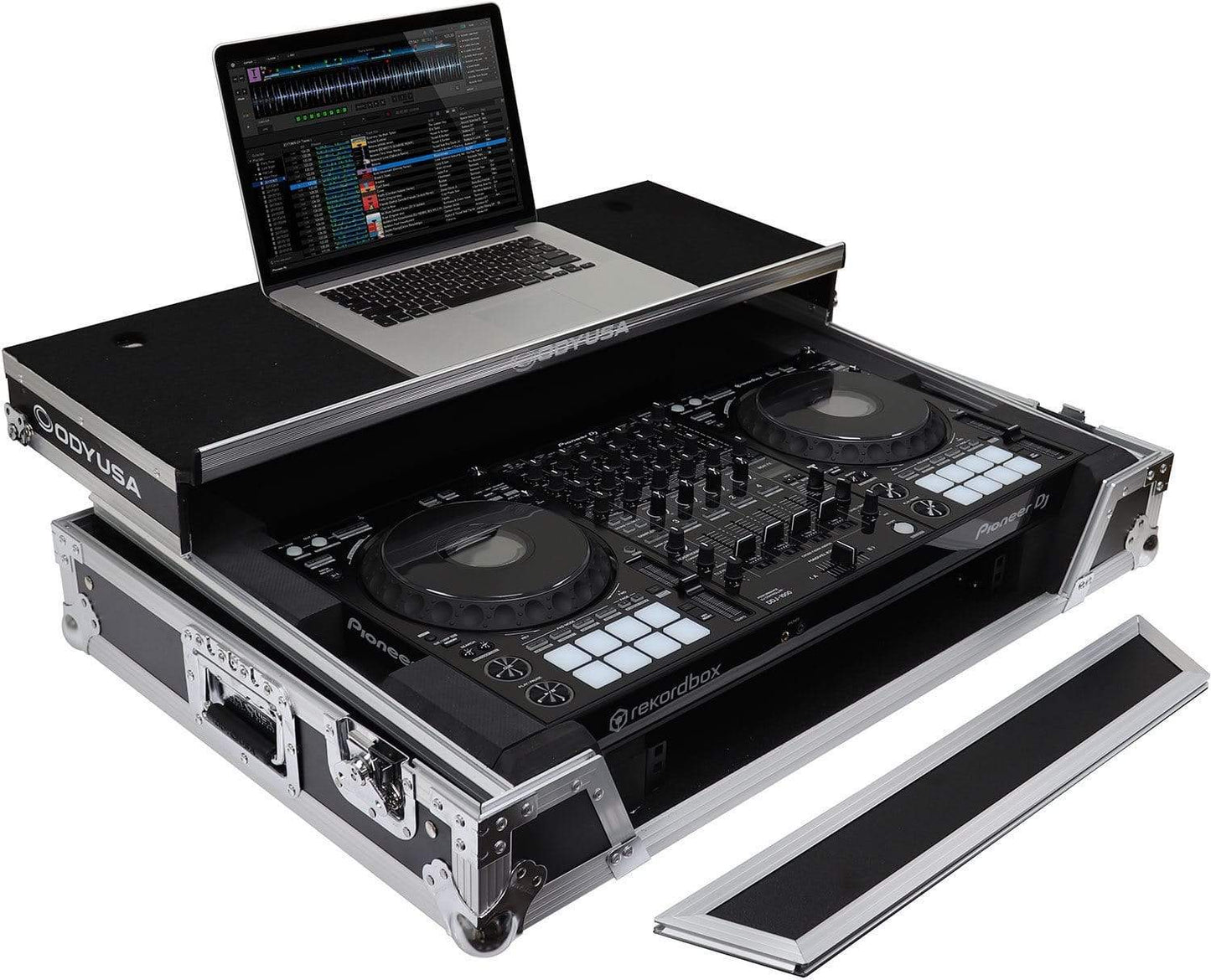 Odyssey FZGSDDJ1000W1 Glide Case for Pioneer DDJ-1000SRT with 1U Rack - ProSound and Stage Lighting