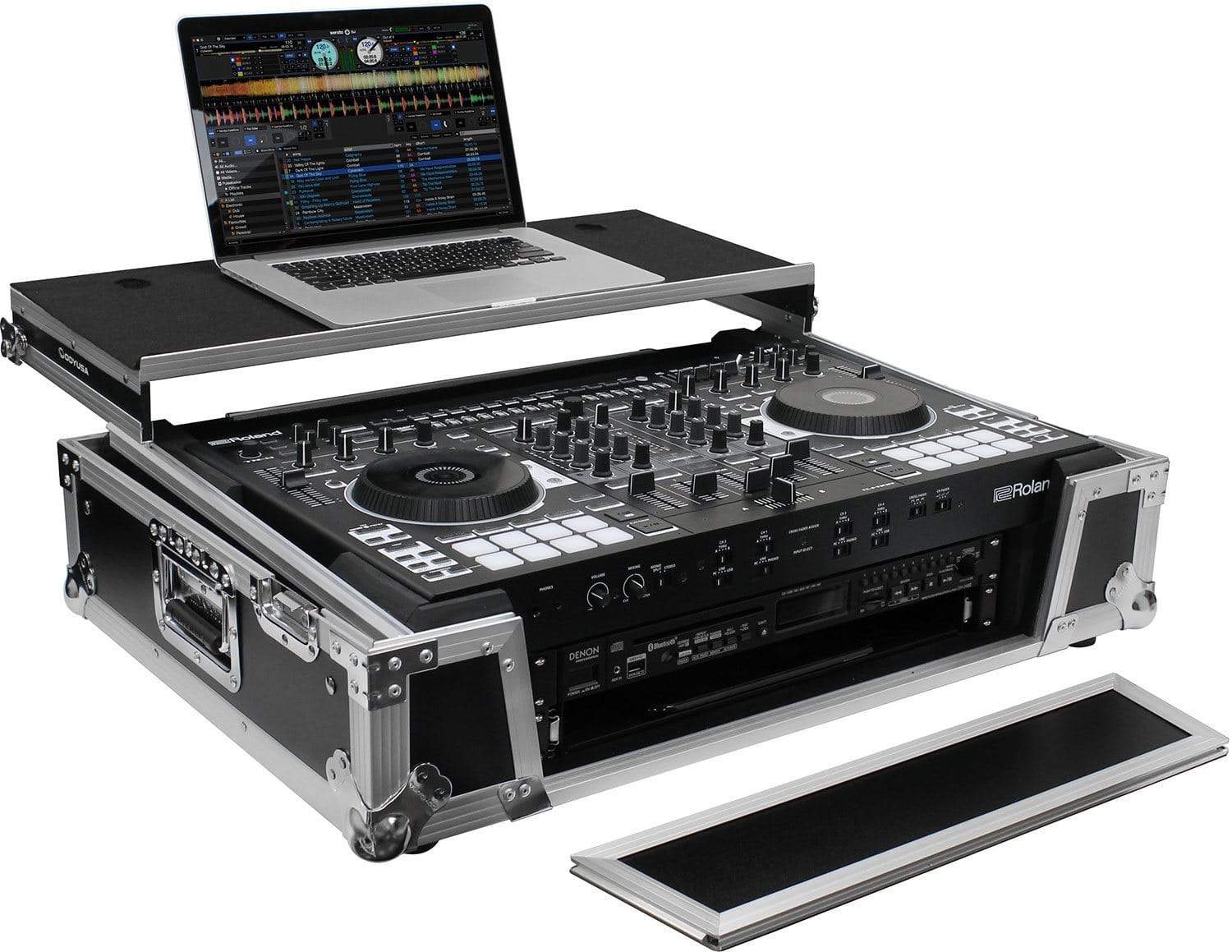 Odyssey FZGSDJ808W2 Glide Case for Roland DJ-808 with 2U Rack - ProSound and Stage Lighting