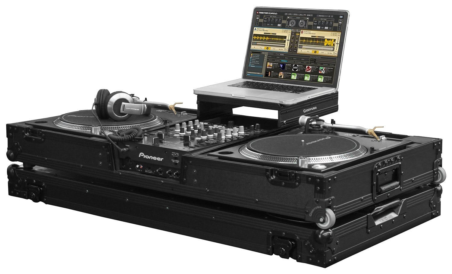 Odyssey FZGSLBM10WBL Glide DJ Coffin for 10-Inch Mixer and 2 Turntables - ProSound and Stage Lighting