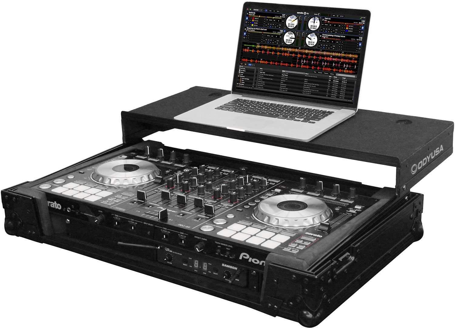 Odyssey FZGSPIDDJSX2BL Black Glide Case for DDJ-SX3 with 1U Rack Space - ProSound and Stage Lighting