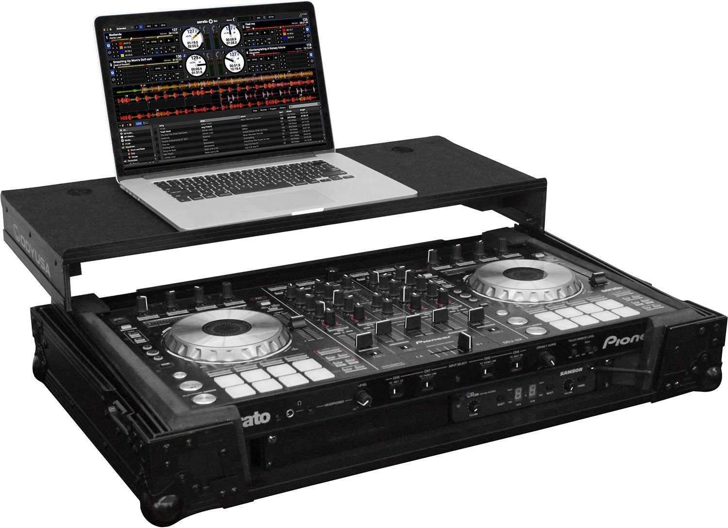 Odyssey FZGSPIDDJSX2BL Black Glide Case for DDJ-SX3 with 1U Rack Space - ProSound and Stage Lighting