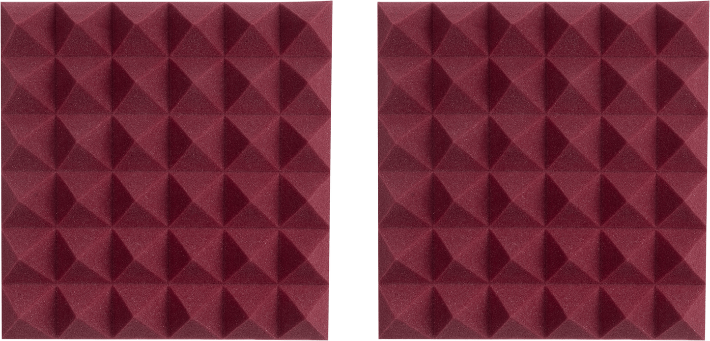 Gator GFW-ACPNL1212PBDY-2PK Pair of 12x12x2-inch Pyramid Foam Burgundy - PSSL ProSound and Stage Lighting