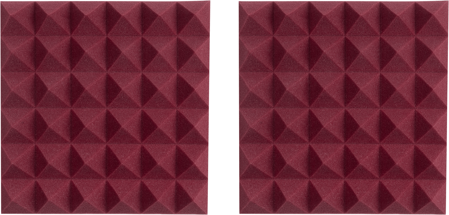 Gator GFW-ACPNL1212PBDY-2PK Pair of 12x12x2-inch Pyramid Foam Burgundy - PSSL ProSound and Stage Lighting