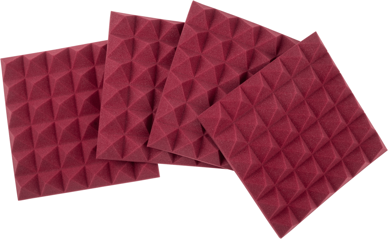 Gator GFW-ACPNL1212PBDY-4PK 4-Pack 12x12x2-inch Pyramid Foam Burgundy - PSSL ProSound and Stage Lighting