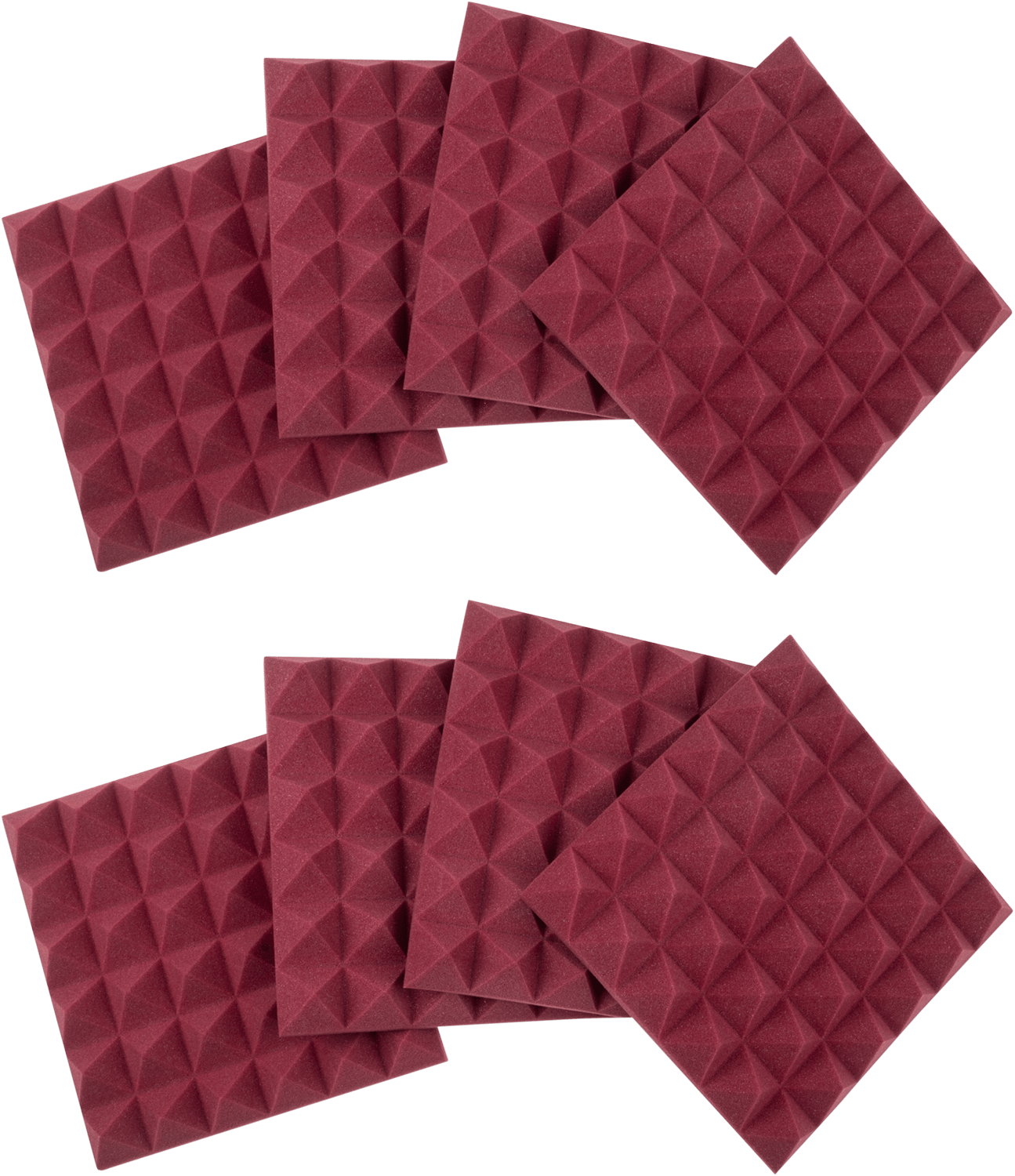 Gator GFW-ACPNL1212PBDY-8PK 8-Pack 12x12x2-inch Pyramid Foam Burgundy - PSSL ProSound and Stage Lighting